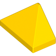 Lego kostka (kostička) střecha 2x1 sklon (šikmá) 45° oboustranná hladká rohová, žlutá (4159741, 4257361, 4496427, 4558614, 6023105, 6075080, 6075085)